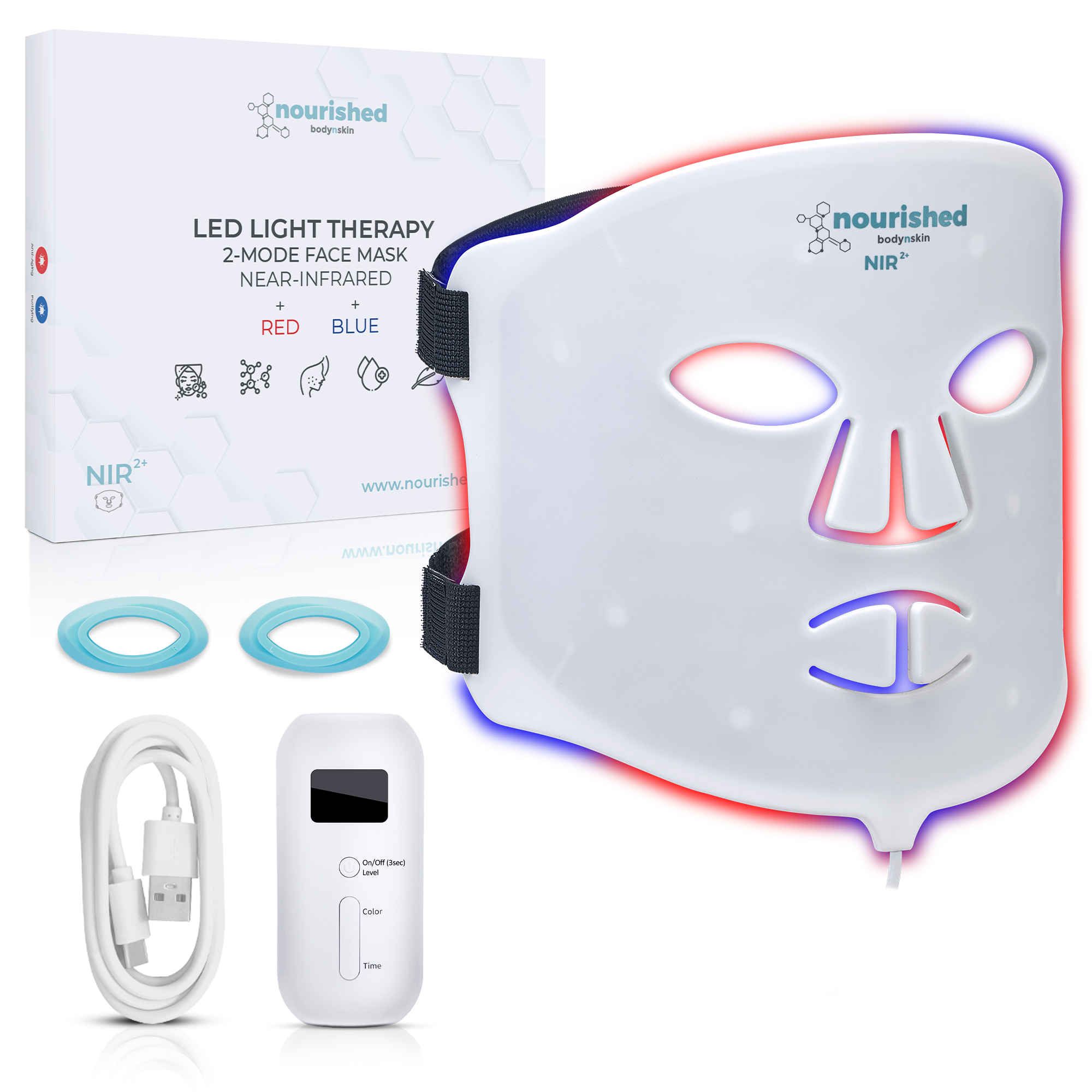 Nourished Bodynskin LED Light Therapy Face Mask - 2 Modes with Near-In Nourished Bodynskin LED Light Therapy Face Mask - 2 Modes with Near-In