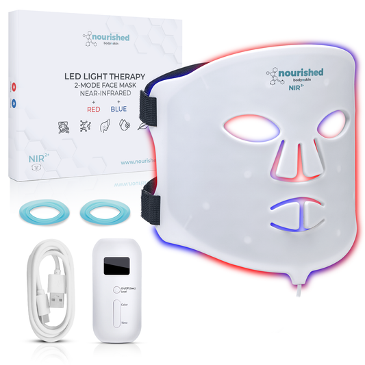 Mascarilla facial de terapia de luz LED Nourished Bodynskin: 2 modos con infrarrojo cercano que cubre toda la boca