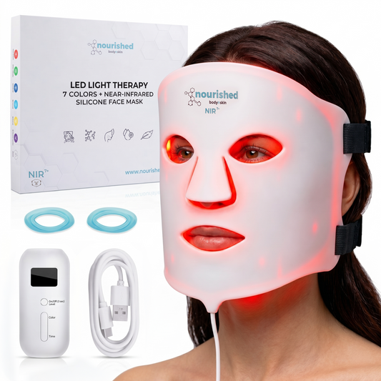 Maschera per il viso a terapia della luce LED Nourished Bodynskin - 7 modalità colore con vicino infrarosso, 456 LED