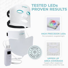 Nourished Bodynskin Set de Máscara LED Facial y de Cuello - 7 Colores, 8 Modos, 684 LEDs