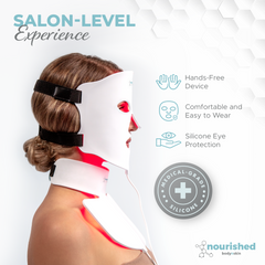 Nourished Bodynskin LED Light Therapy Face and Neck Mask Set - 7 Colors, 8 Modes, 228 LEDs