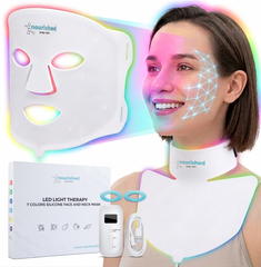 Nourished Bodynskin Set de Máscara LED Facial y de Cuello - 7 Colores, 8 Modos, 684 LEDs